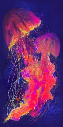 Jellyfish Art Print on Watercolor Paper - 9 x 18 inches