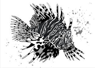Lion Fish Art Print on Watercolor Paper - 5 x 7 in