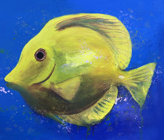 Yellow Tang Art Print on Watercolor Paper - 5 x 7 in